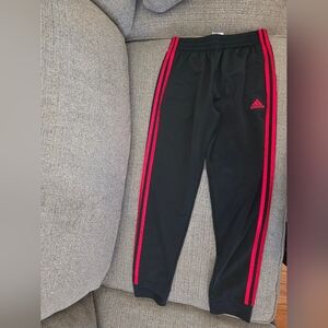 Adidas Kids Black Joggers with Red Accents
